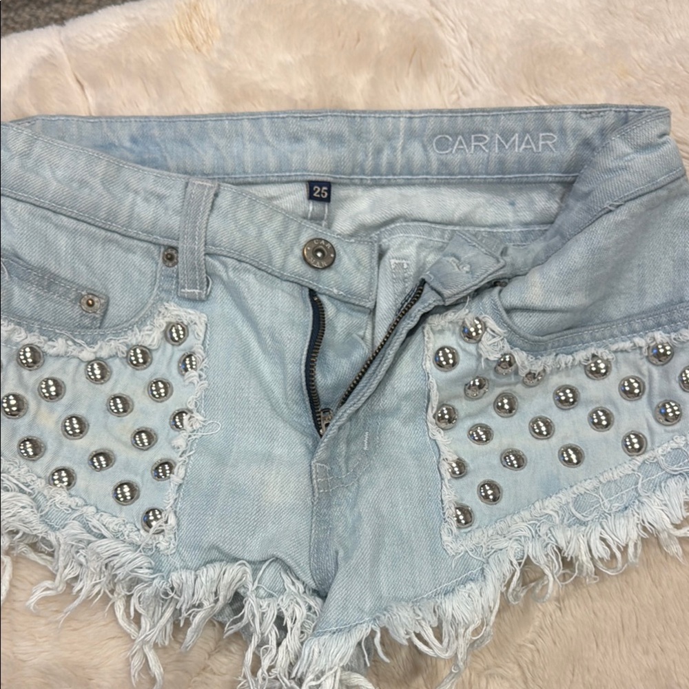 Carmar Light Blue Studded Women's Shorts